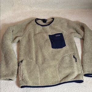 Patagonia Men’s Los Gatos Fleece Crew Neck Pullover Sweater Tan Size S